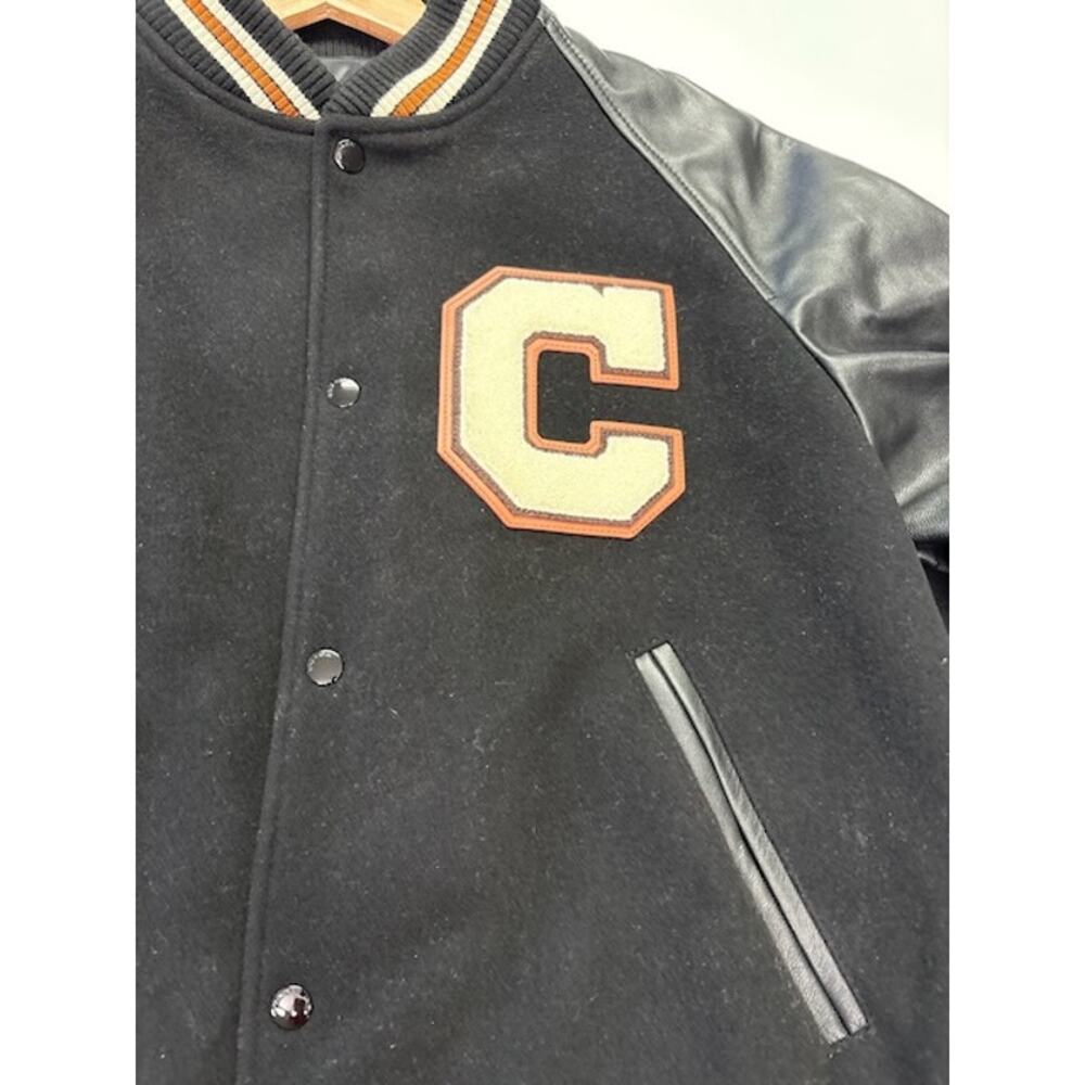 Coach Varsity Bomber Jacket Snap Button Front Logo Patch Black/Gray Mens Size XL - Picture 9 of 16